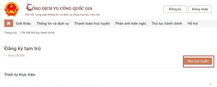 chuyển sang cổng dịch vụ công quản lý cư trú
