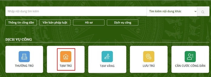 Đăng nhập Cổng Dịch vụ công quản lý cư trú