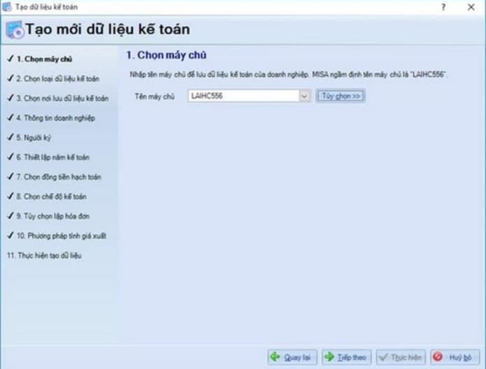 chọn máy chủ phần mềm kế toán misa