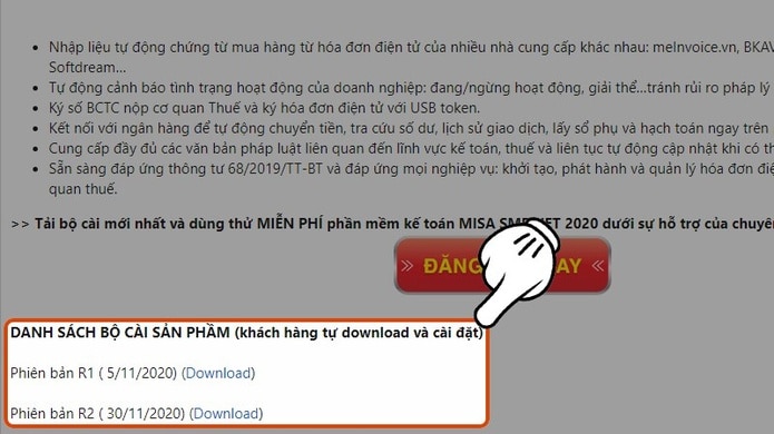 chọn phiên bản cài đặt phần mềm kế toán misa