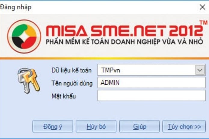 giao diện đăng nhập phần mềm kế toán misa
