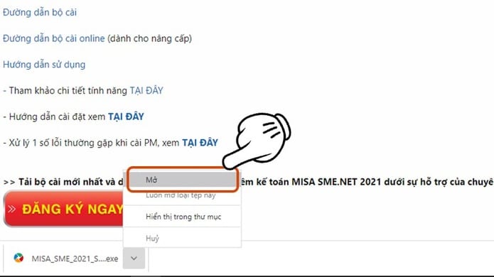 mở phần mềm kế toán misa vừa tải xuống