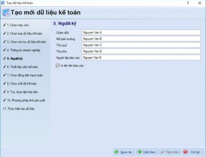 mục người ký phần mềm kế toán misa