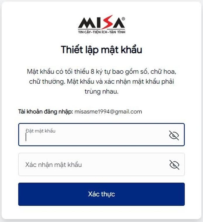 tạo mật khẩu tài khoản amis