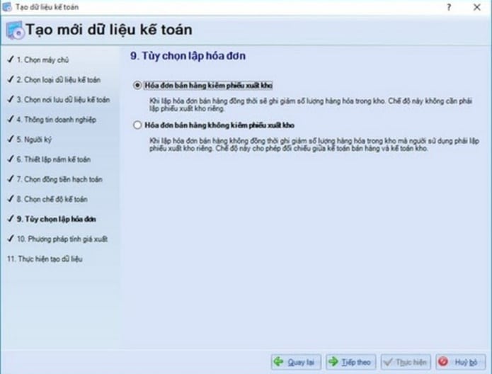tùy chọn lập hóa đơn phần mềm kế toán misa