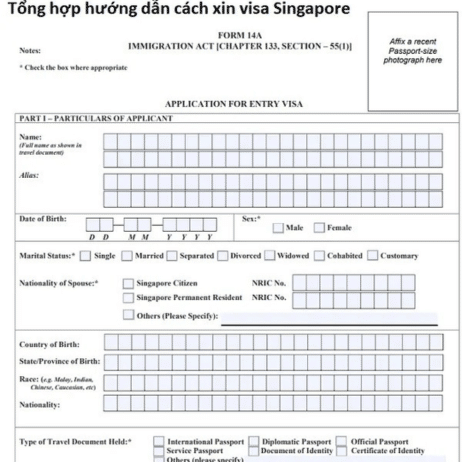 Thủ tục xin visa Singapore du lịch