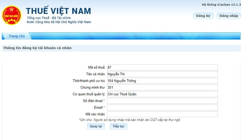 C&aacute;ch thức đăng k&yacute; Tax ID
