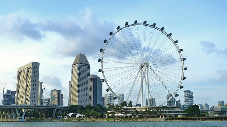 Chụp ảnh với vòng xoay Singapore Flyer