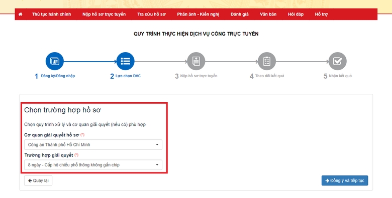 Chọn Cơ quan giải quyết hồ sơ phù hợp