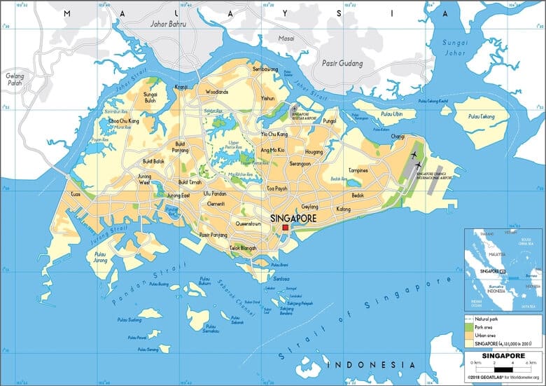 Diện tích Singapore là bao nhiêu