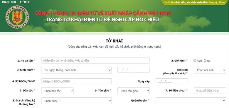 Tiến hành điền thông tin cá nhân