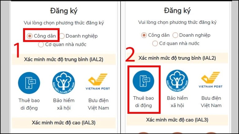 Điều kiện đăng ký tài khoản dịch vụ công trực tuyến