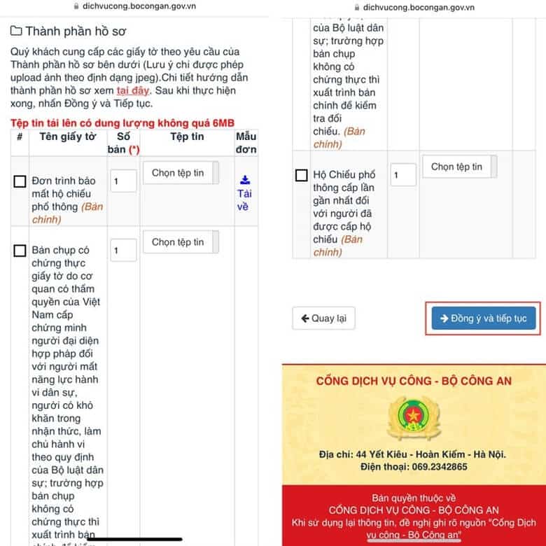 Nhấn đồng ý và tiếp tục