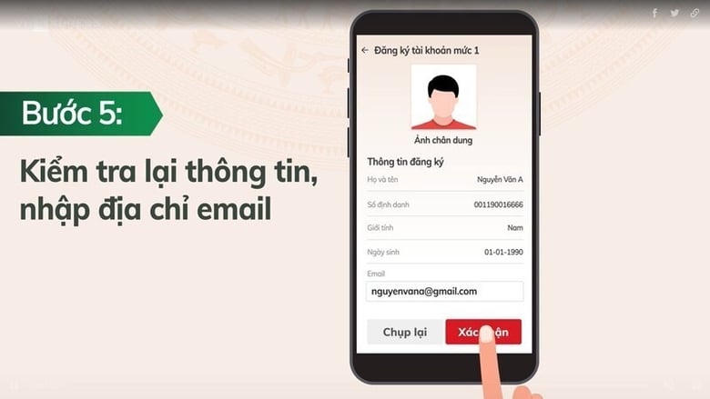 Nhập địa chỉ email và hoàn tất