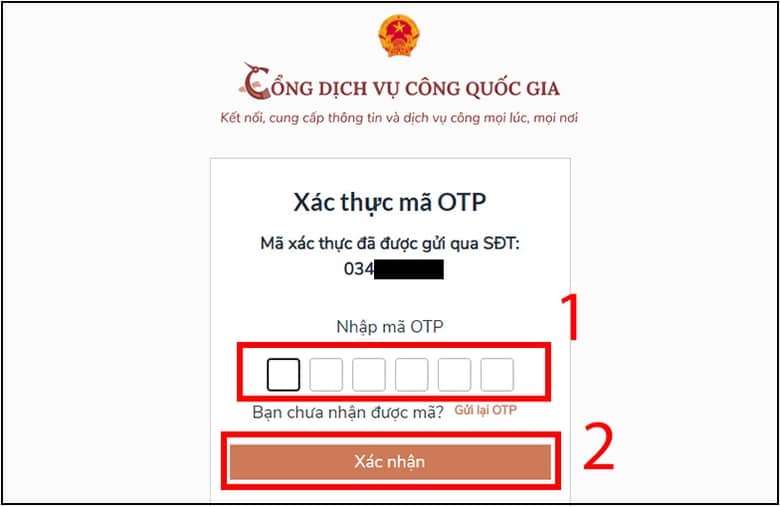 Nhập mã xác thực