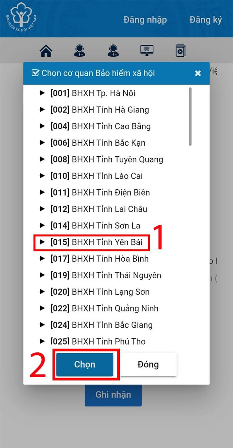 Chọn cơ quan BHXH tiếp nhận