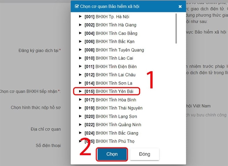 Chọn cơ quan BHXH