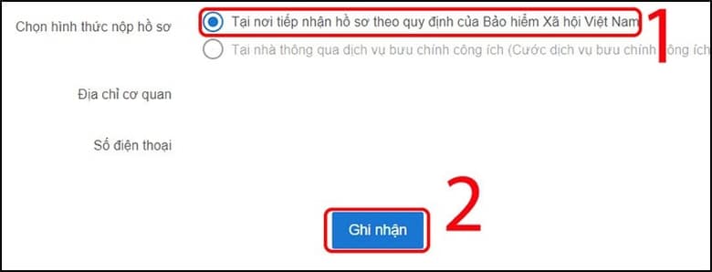 Chọn tại nơi tiếp nhận hồ sơ