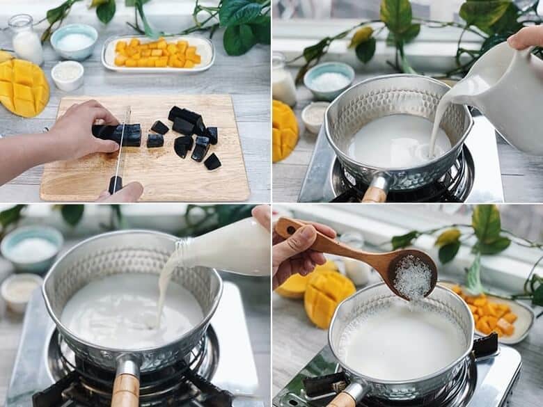 Nấu chè xoài Singapore bước 2