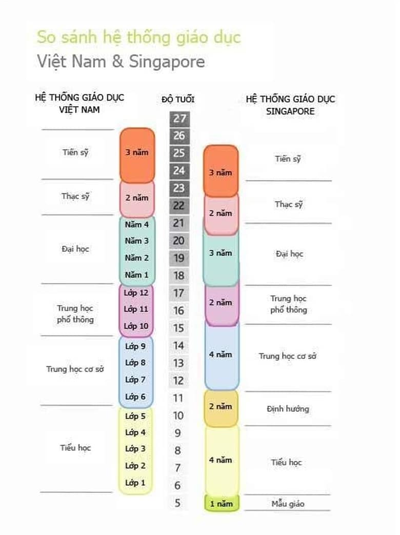 Sơ đồ hệ thống giáo dục Việt Nam và Singapore